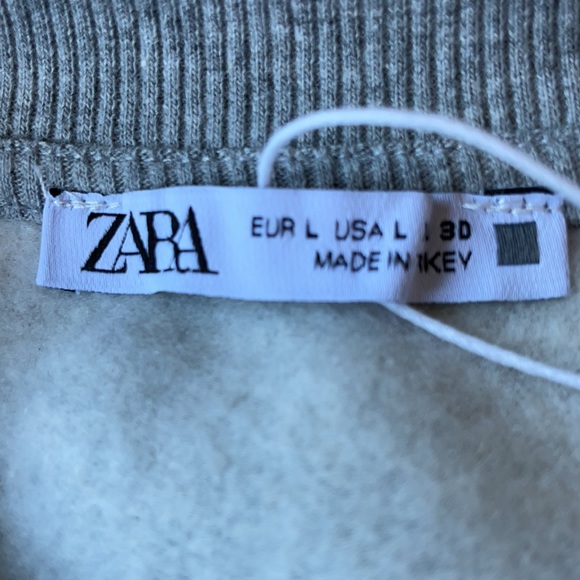 ZARA Cropped Gray Sweatshirt Size L - Picture 8 of 9